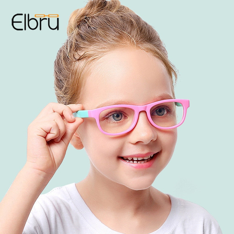 Elbru Children Flexible Glasses Frames Kids Frames Girls Myopia Optical Amblyopia Anti-blue light Goggle Optical Glasses