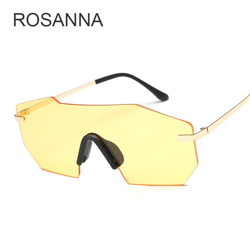 ROSANNA Summer New Sunglasses Women Vintage Colorful Retro Fashion Rimless Sun Glasses Women's Transparent Eyewear Oculos De Sol