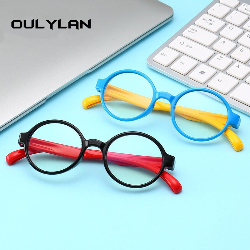 Oulylan Anti Blue Light Glasses Kids Round Eyeglasses Frames Children Computer Eyewear Spectacles Baby