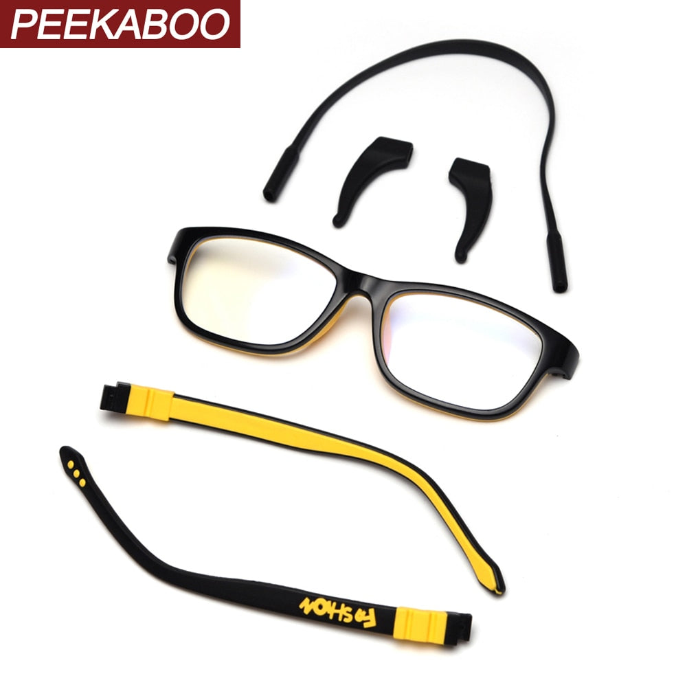 Peekaboo silicone children eyeglasses optical ultralight kids boys accessories yellow blue girls glasses square clear lens