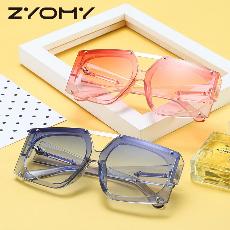 New Fashion Color Square Sunglasses Women Oversized Gradient Glasses Uv400 Men Driving Sunglasses Women's Shads Eyeglasses