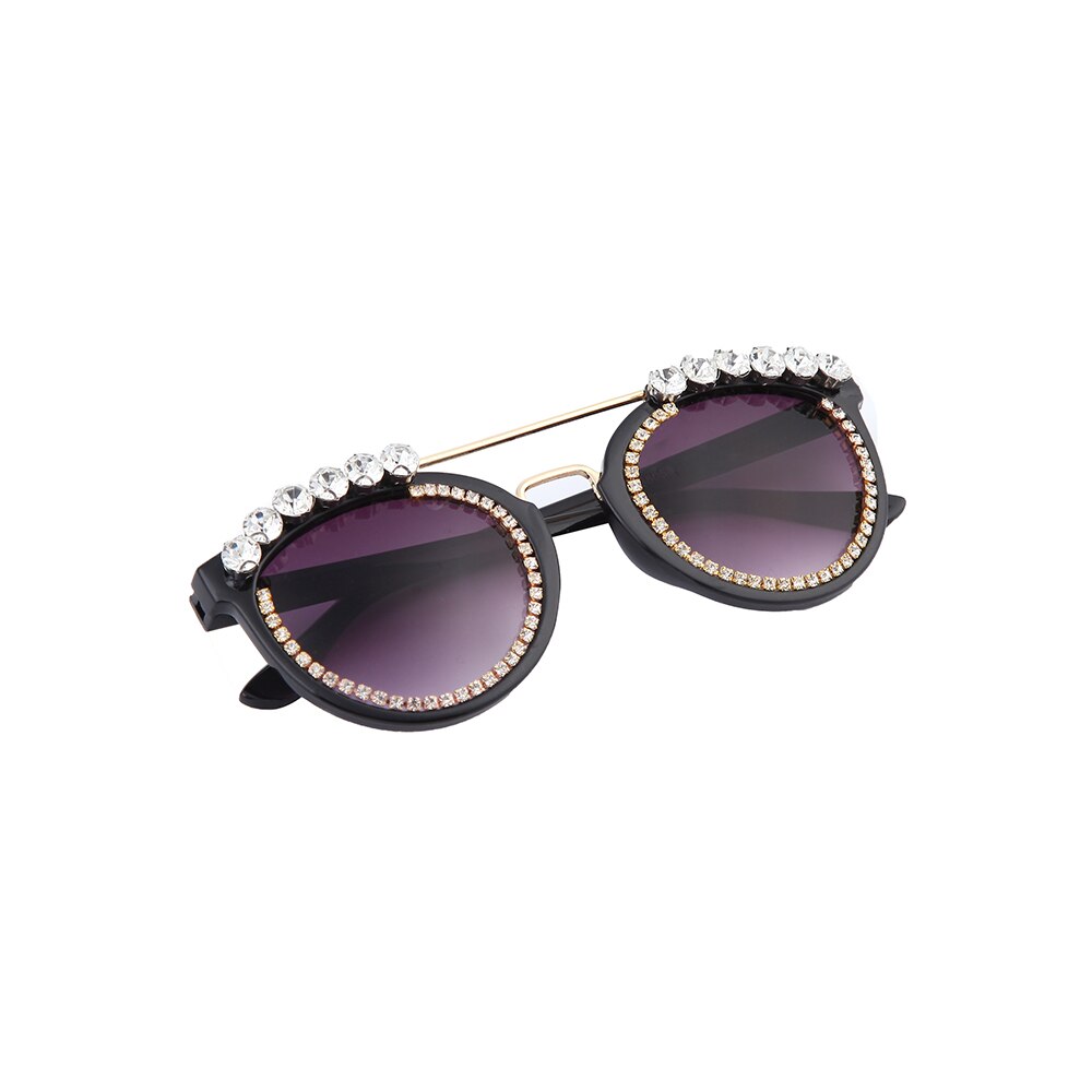 Rhinestone cat eye large frame sunglasses women's brand sunglasses ladies retro transparent gradient glasses UV400 sunglasses