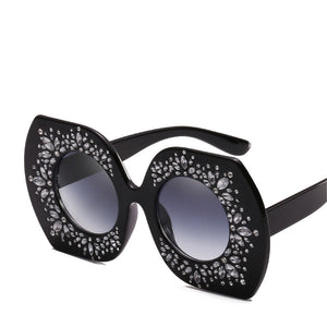 Women Oversized Rhinestone Irregular Frame Sunglasses Trend Eyewear Personality Round Lens Women'S Sun Glasses UV400 Accessories