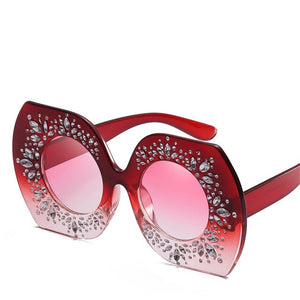 Women Oversized Rhinestone Irregular Frame Sunglasses Trend Eyewear Personality Round Lens Women'S Sun Glasses UV400 Accessories