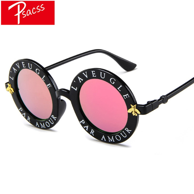 Psacss NEW 2019 Round Sunglasses Women Men Fashion Letters Sun Glasses Women's Retro Brand Designer Mirror Sunglass gafas de sol