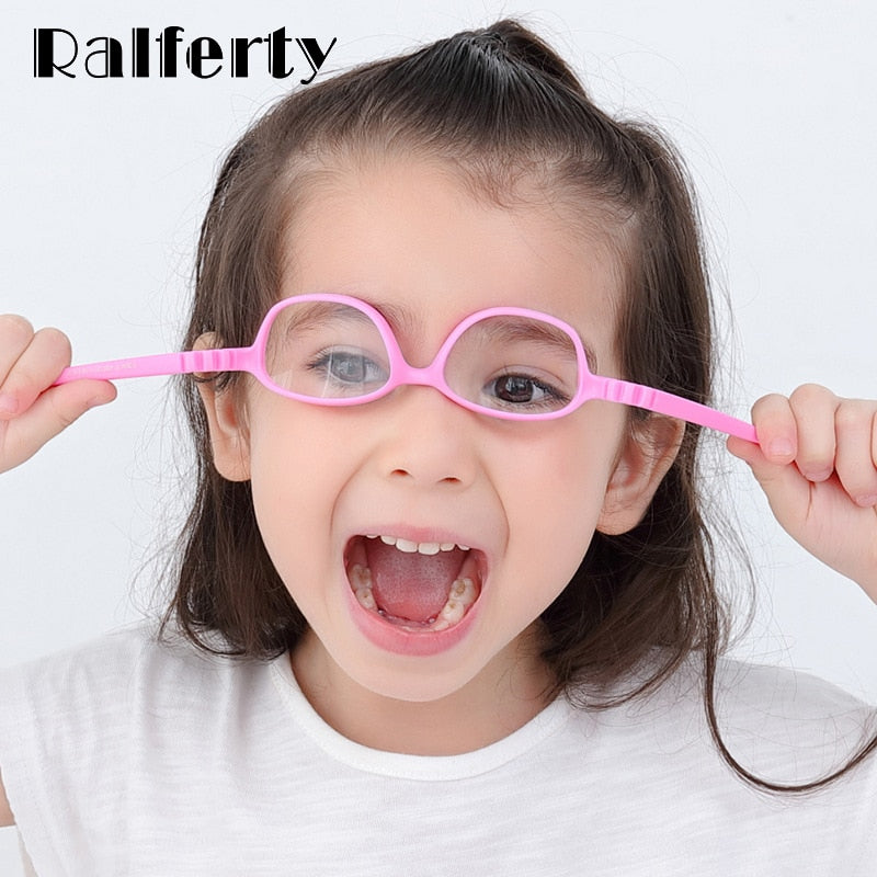 Ralferty Optic Glasses Frame Kids Child Unbreakable TR90 Silica gel Eyeglasses With Lanyard Myopia Glasses Spectacle Frames K304