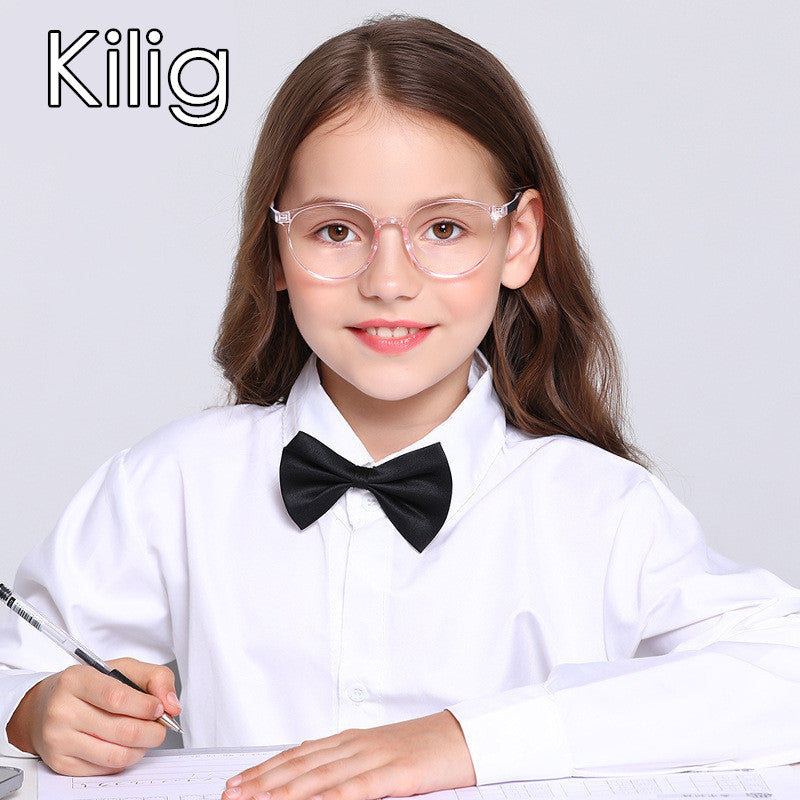 Kilig Anti Blue Ray Glasses Kids Child Girl Round Glasses Frame TR90 Computer TV Phone Glasses Myopia Optic Spectacle