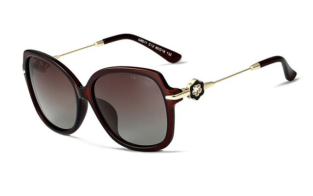 VEITHDIA TR90 Women's Sun glasses Polarized Mirror Lens Luxury Ladies Flower Designer Sunglasses Eyewear For Women oculos 8011