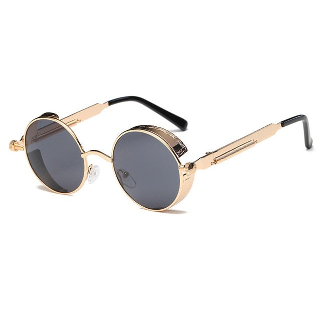 Metal Round Steampunk Sunglasses Men Women Fashion Glasses Brand Designer Retro Frame Vintage Sunglasses High Quality UV400