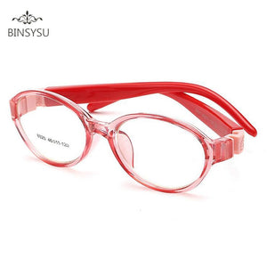 Kids Optical Eyeglasses Ultra-light Oval No Screw Bendable, Children Glasses Frame, Silicone Safe Flexible Frame