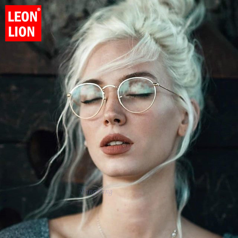 LeonLion 2019 Mirror Metal Sunglasses Women Vintage Brand Designer Flat Round Glasses UV400 Street Beat Oculos De Sol Gafas