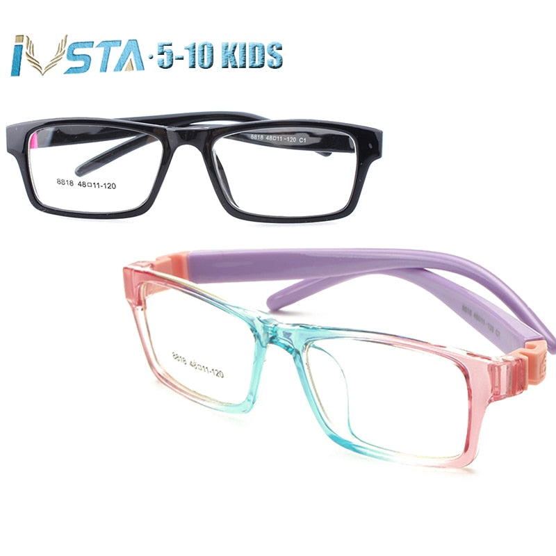 IVSTA 5-10 Kids Glasses Frames Girls Pink Optical Frame Myopia Prescription Amblyopia Eyeglasses Rubber Sleeve No Screw 8818